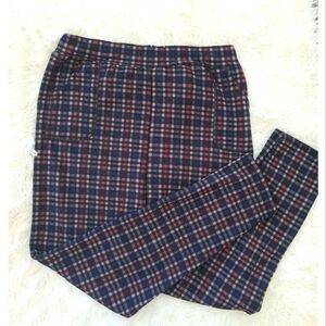 TRÏBE PULL On Check Print Thermal Lined Pants Size Medium NWT